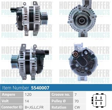 Hoffer H5540007 - Alternator autospares.lv