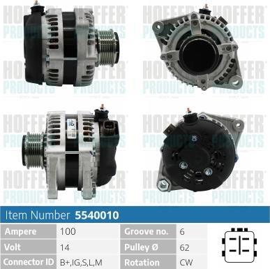 Hoffer H5540010 - Alternator autospares.lv