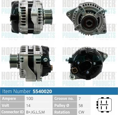 Hoffer H5540020 - Alternator autospares.lv