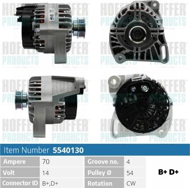 Hoffer H5540130 - Alternator autospares.lv