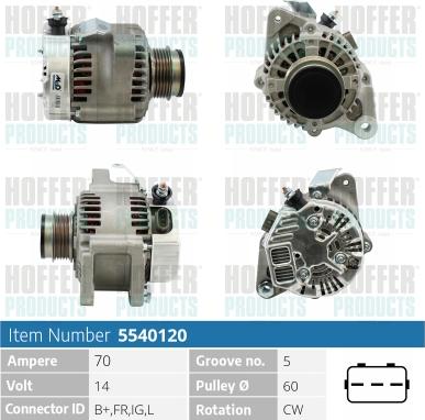 Hoffer H5540120 - Alternator autospares.lv