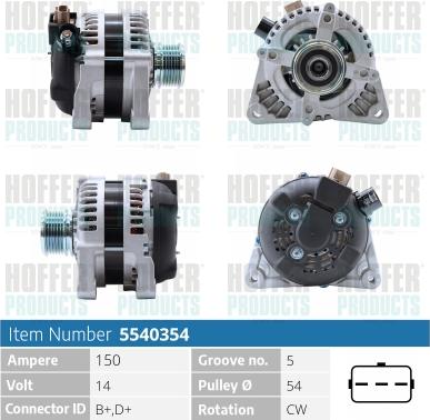 Hoffer H5540354 - Alternator autospares.lv