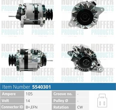 Hoffer H5540301 - Alternator autospares.lv