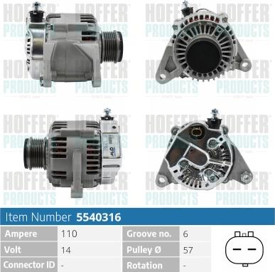 Hoffer H5540316 - Alternator autospares.lv