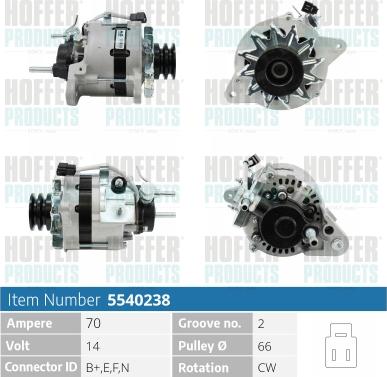 Hoffer H5540238 - Alternator autospares.lv