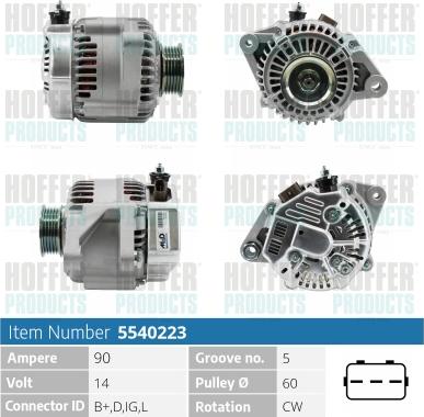 Hoffer H5540223 - Alternator autospares.lv