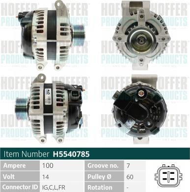 Hoffer H5540785 - Alternator autospares.lv