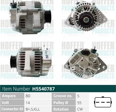 Hoffer H5540787 - Alternator autospares.lv