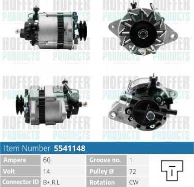 Hoffer H5541148 - Alternator autospares.lv