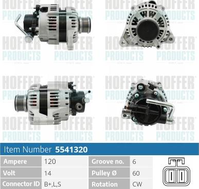 Hoffer H5541320 - Alternator autospares.lv