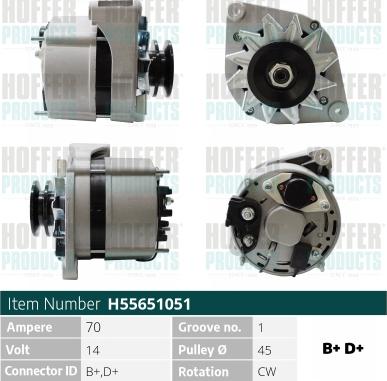 Hoffer H55651051 - Alternator autospares.lv