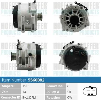 Hoffer H5560082 - Alternator autospares.lv