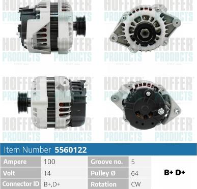 Hoffer H5560122 - Alternator autospares.lv