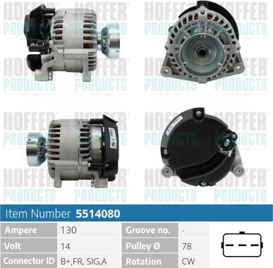 Hoffer H5514080 - Alternator autospares.lv