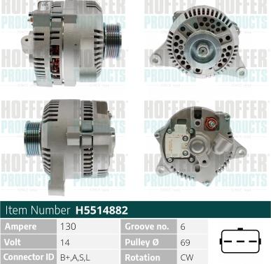 Hoffer H5514882 - Alternator autospares.lv