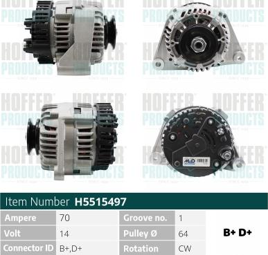 Hoffer H5515497 - Alternator autospares.lv