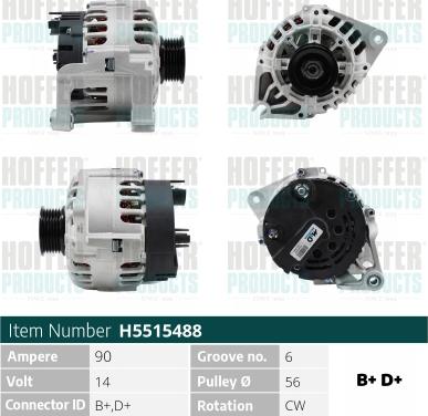 Hoffer H5515488 - Alternator autospares.lv