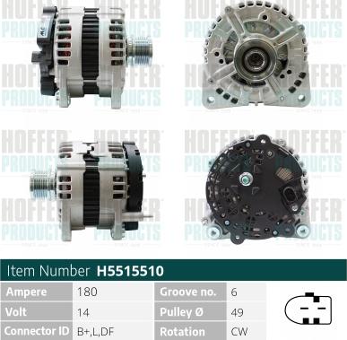 Hoffer H5515510 - Alternator autospares.lv