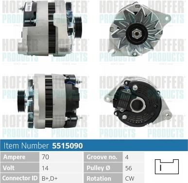 Hoffer H5515090 - Alternator autospares.lv