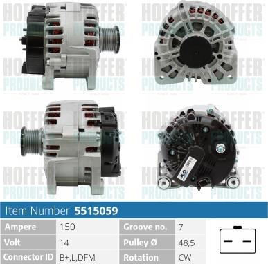 Hoffer H5515059 - Alternator autospares.lv