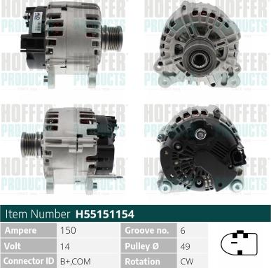 Hoffer H55151154 - Alternator autospares.lv