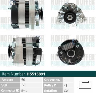 Hoffer H5515891 - Alternator autospares.lv