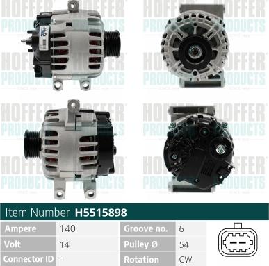 Hoffer H5515898 - Alternator autospares.lv