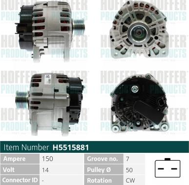 Hoffer H5515881 - Alternator autospares.lv