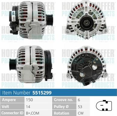 Hoffer H5515299 - Alternator autospares.lv