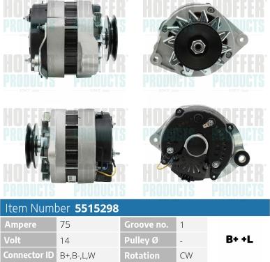 Hoffer H5515298 - Alternator autospares.lv