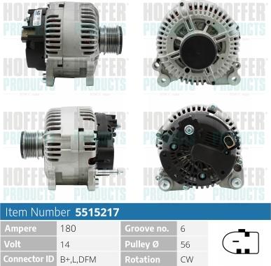 Hoffer H5515217 - Alternator autospares.lv