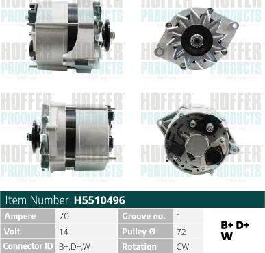 Hoffer H5510496 - Alternator autospares.lv