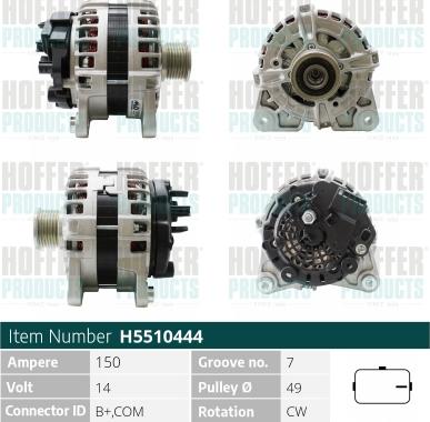 Hoffer H5510444 - Alternator autospares.lv