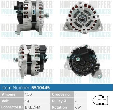 Hoffer H5510445 - Alternator autospares.lv