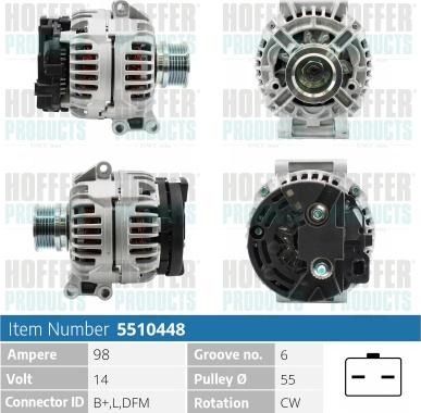 Hoffer H5510448 - Alternator autospares.lv