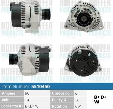 Hoffer H5510450 - Alternator autospares.lv