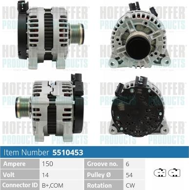 Hoffer H5510453 - Alternator autospares.lv