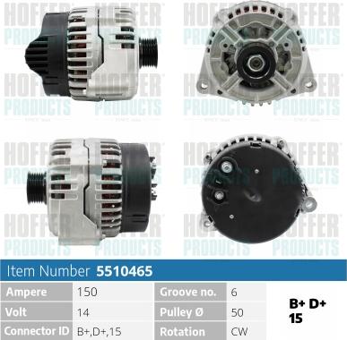 Hoffer H5510465 - Alternator autospares.lv