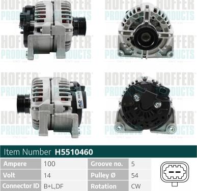 Hoffer H5510460 - Alternator autospares.lv