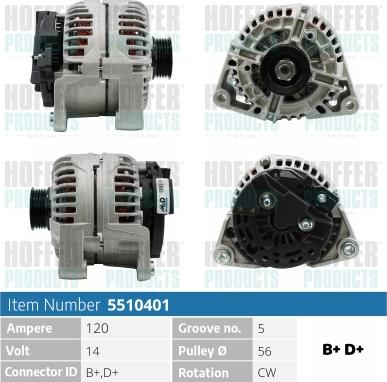 Hoffer H5510401 - Alternator autospares.lv