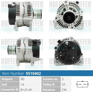 Hoffer H5510402 - Alternator autospares.lv