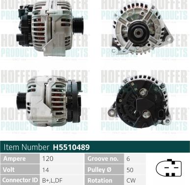 Hoffer H5510489 - Alternator autospares.lv