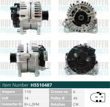 Hoffer H5510487 - Alternator autospares.lv