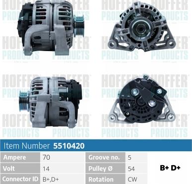 Hoffer H5510420 - Alternator autospares.lv