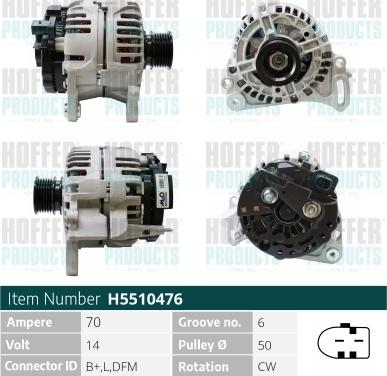 Hoffer H5510476 - Alternator autospares.lv