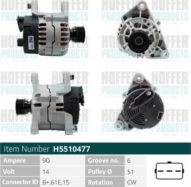 Hoffer H5510477 - Alternator autospares.lv