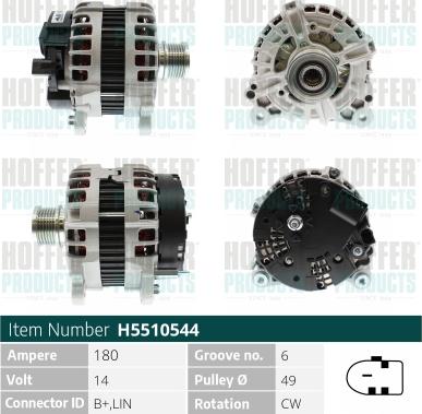 Hoffer H5510544 - Alternator autospares.lv