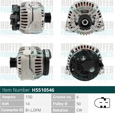 Hoffer H5510546 - Alternator autospares.lv