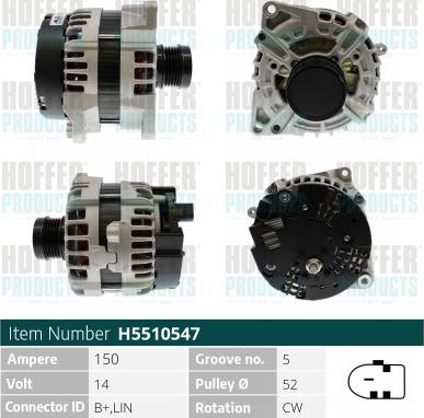 Hoffer H5510547 - Alternator autospares.lv