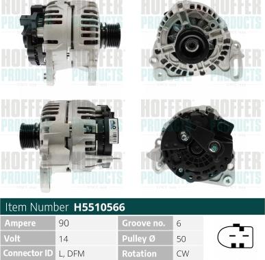 Hoffer H5510566 - Alternator autospares.lv